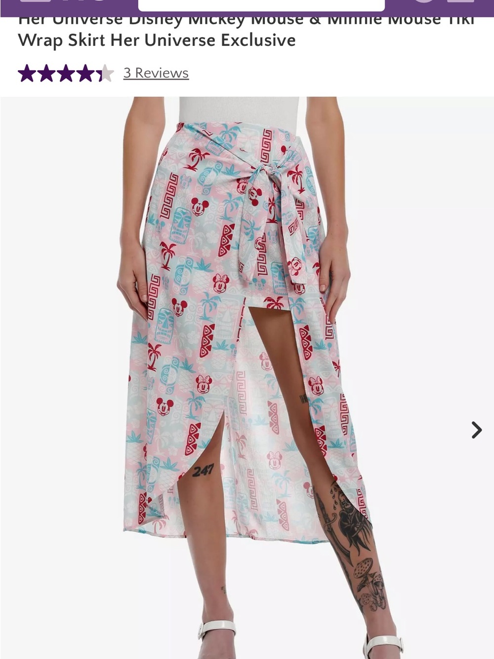 Her Universe Mickey & Minnie Mouse Tiki Wrap Midi Skirt